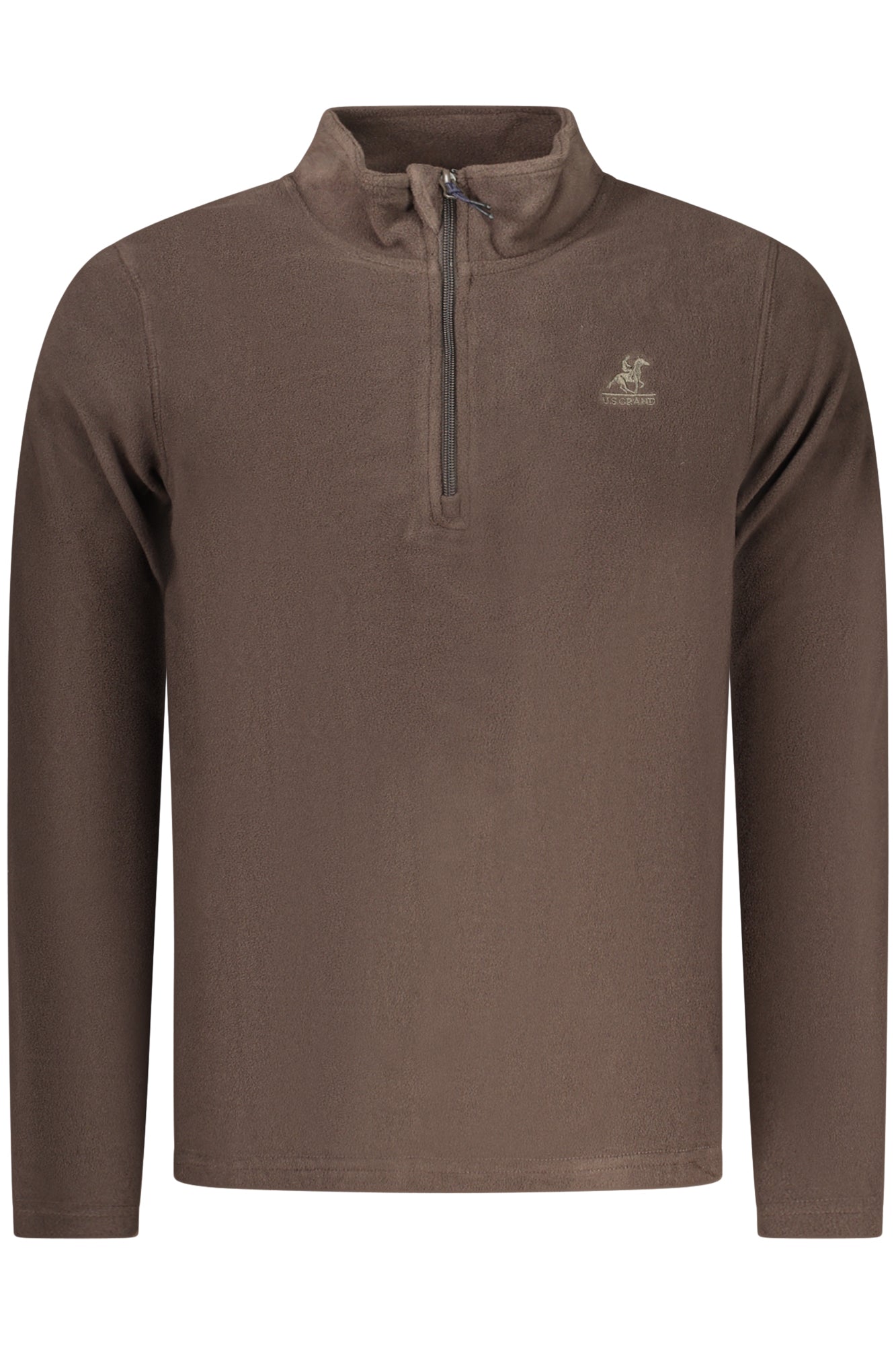 US GRAND MEN'S BROWN ZIP-UP SWEATSHIRT