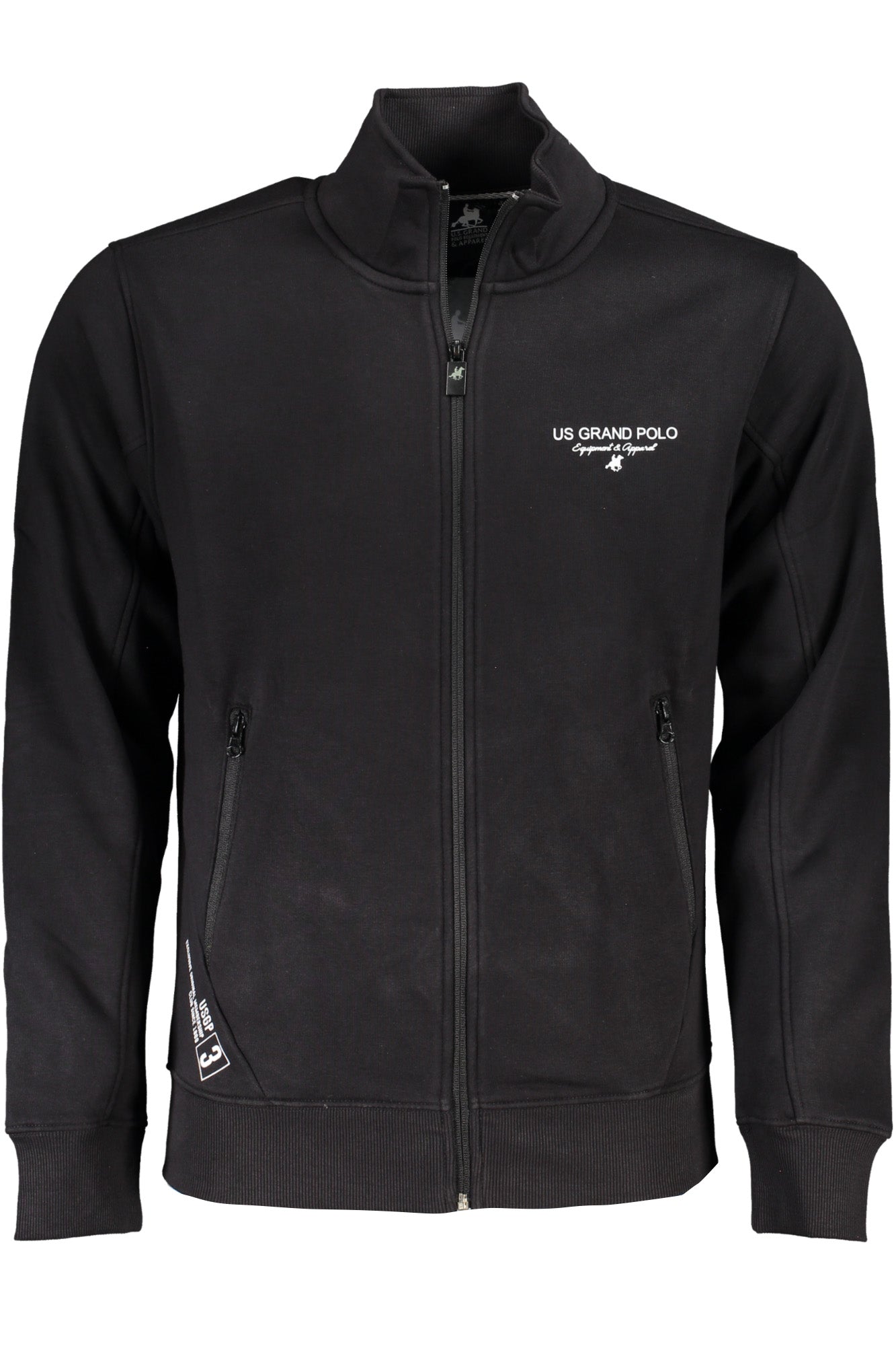 US GRAND MEN'S BLACK ZIP-UP SWEATSHIRT