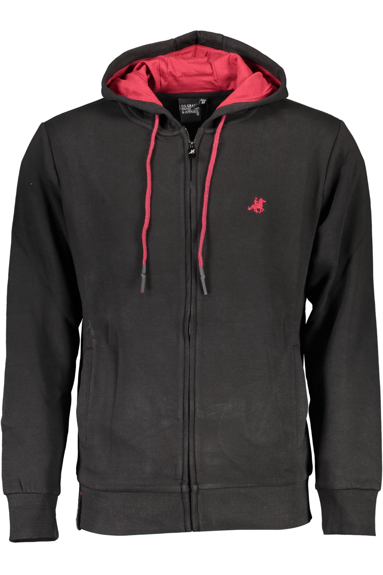 US GRAND MEN'S BLACK ZIP-UP SWEATSHIRT