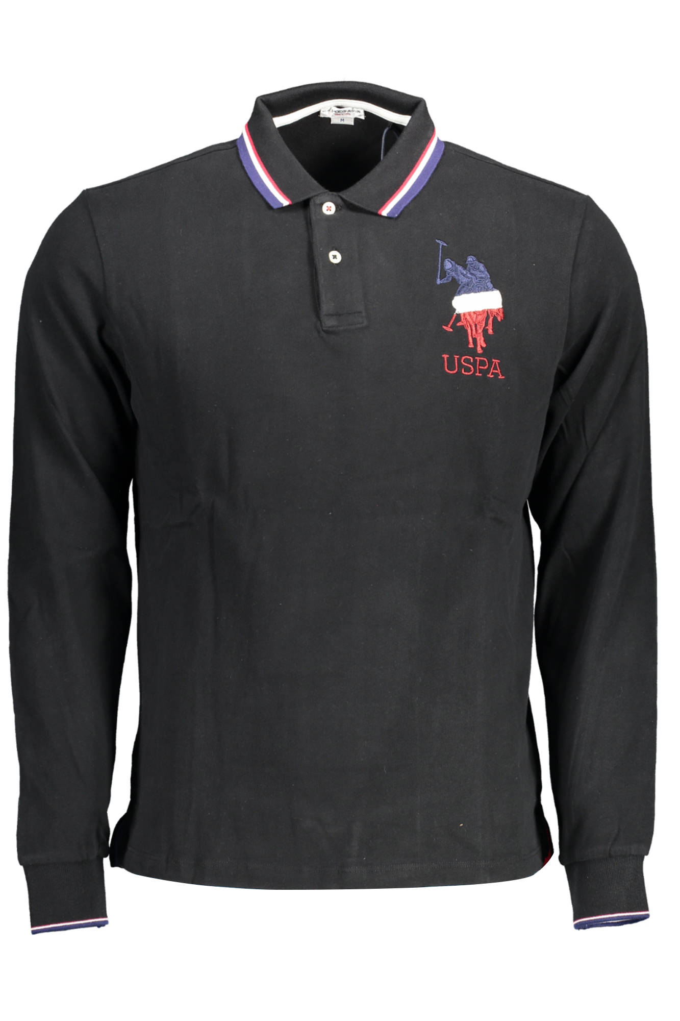 US POLO ASSN. MEN'S LONG-SLEEVED POLO SHIRT, BLACK