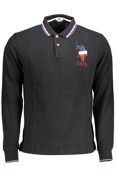 US POLO ASSN. MEN'S LONG-SLEEVED POLO SHIRT, BLACK