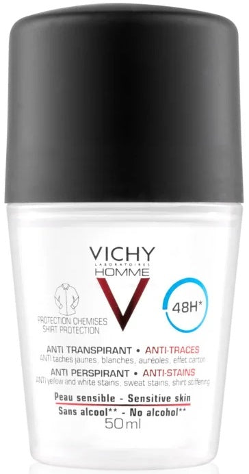 Vichy Homme 48h antiperspirant against white and yellow spots for men 50 ml