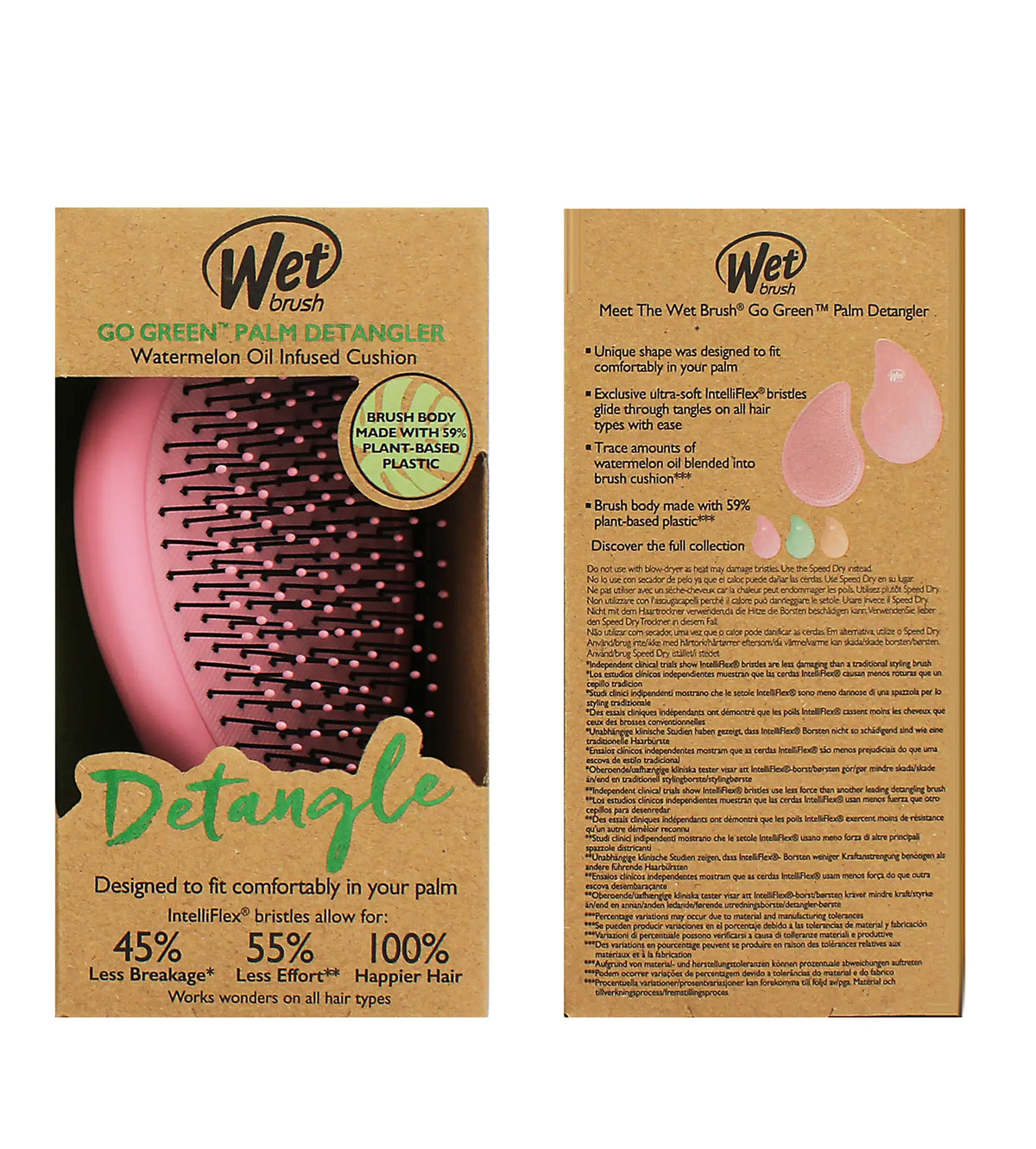 Wet Brush Go Green Palm Detangler Pink-Watermelon Oil