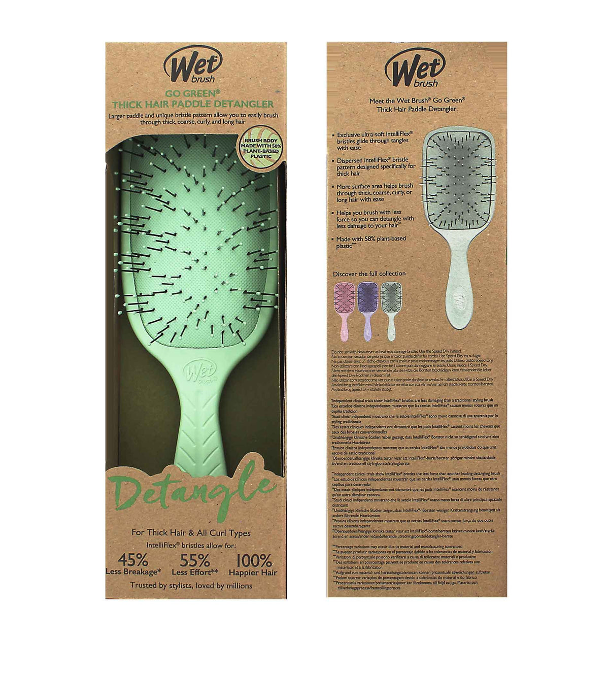 Wet Brush Go Green Thick Hair Paddle Detangler Green