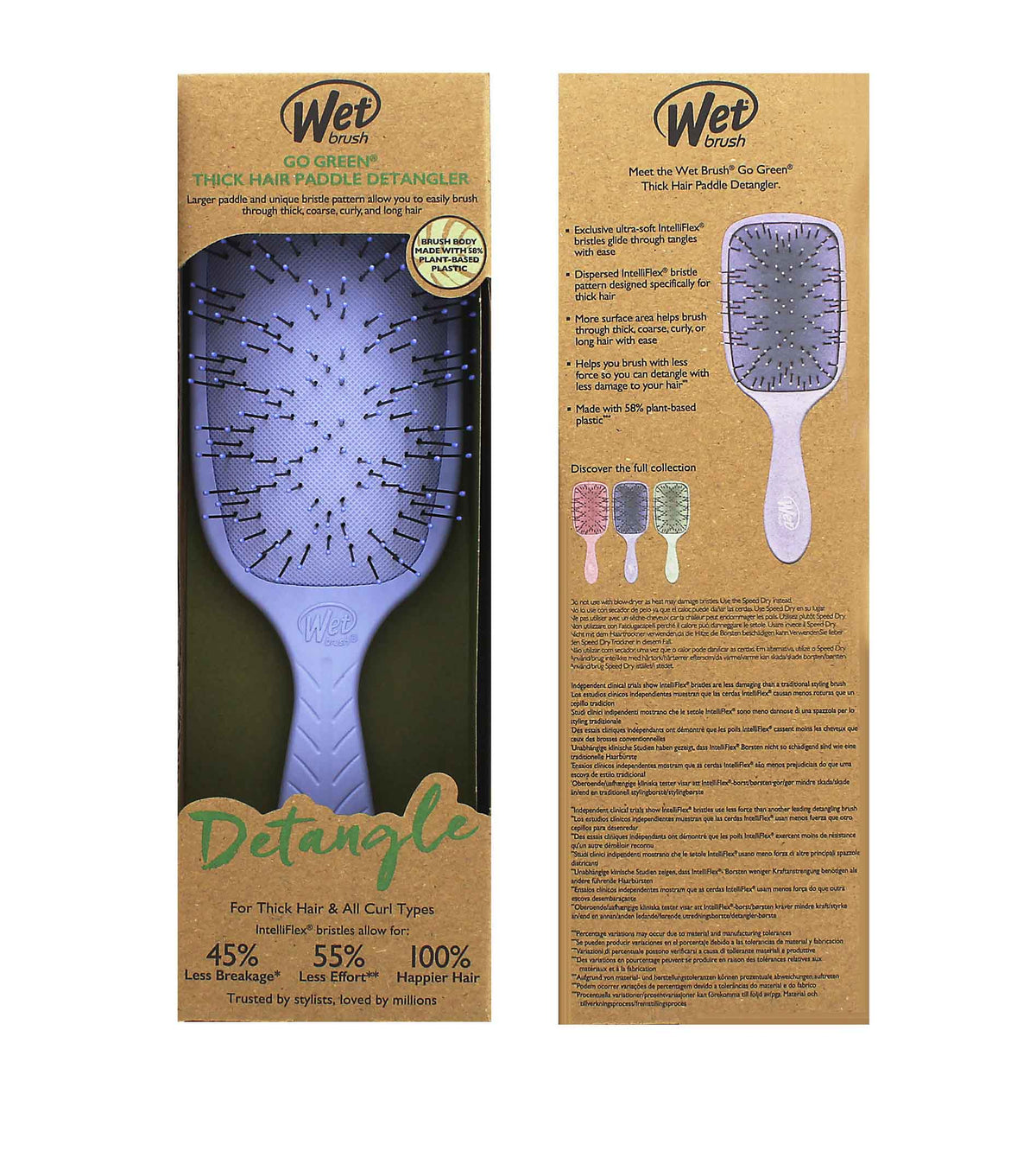 Wet Brush Go Green Thick Hair Paddle Detangler Purple