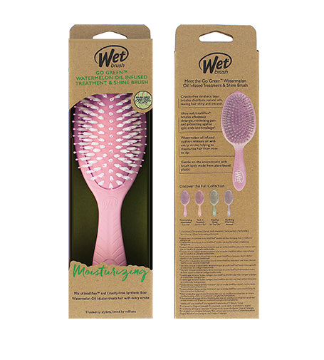 La tarjeta del cepillo Wet Brush Go Green Treatment &amp; Shine viene con una sandía