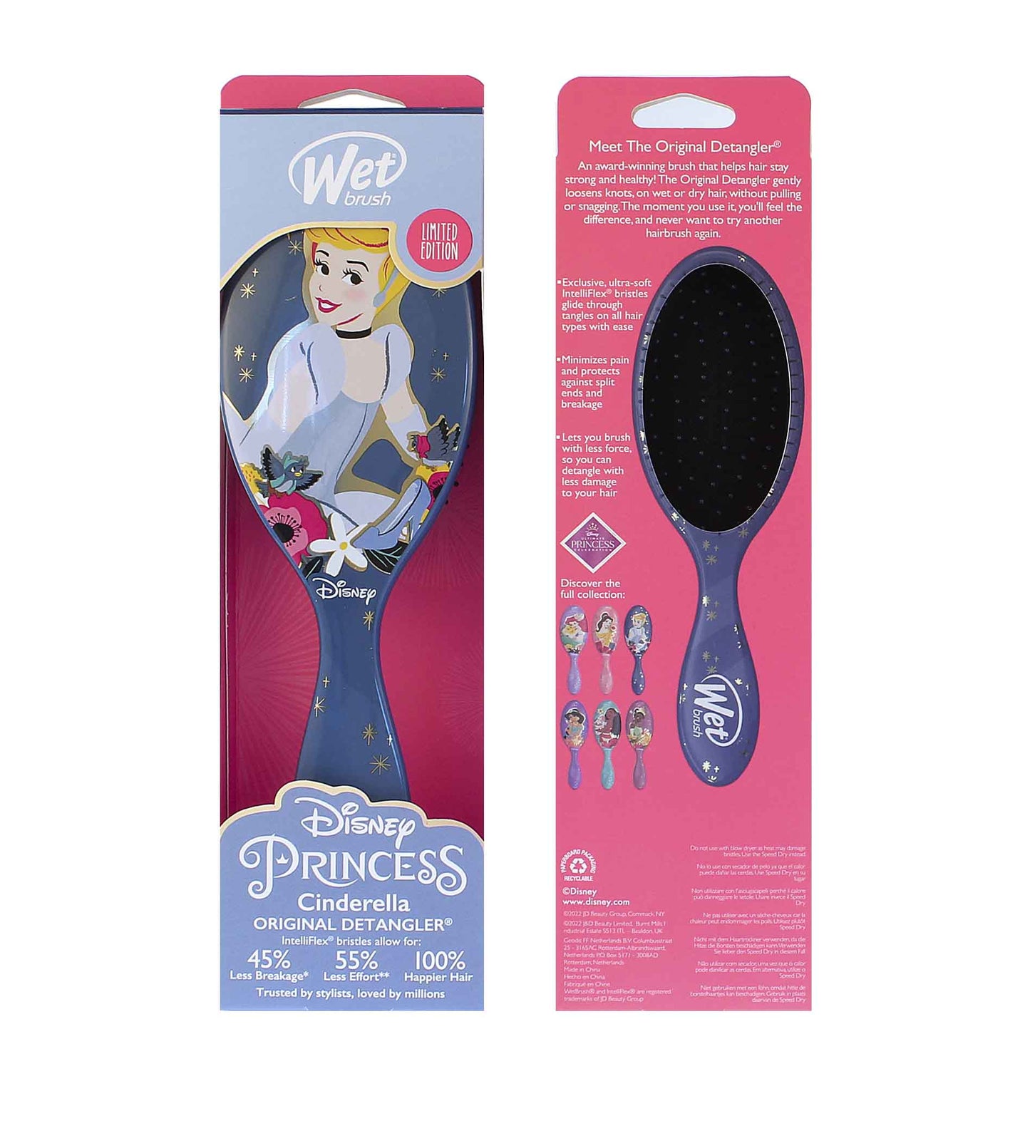 Cepillo desenredante original Wet Brush Tarjeta de princesas de Disney de Cenicienta