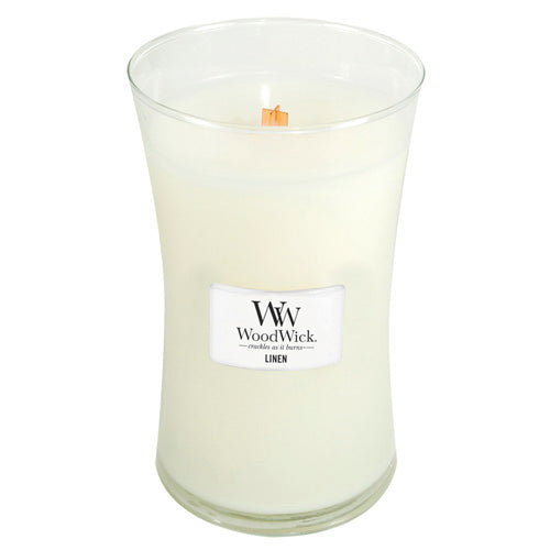 WoodWick Linen scented candle with wooden wick 609,5 g