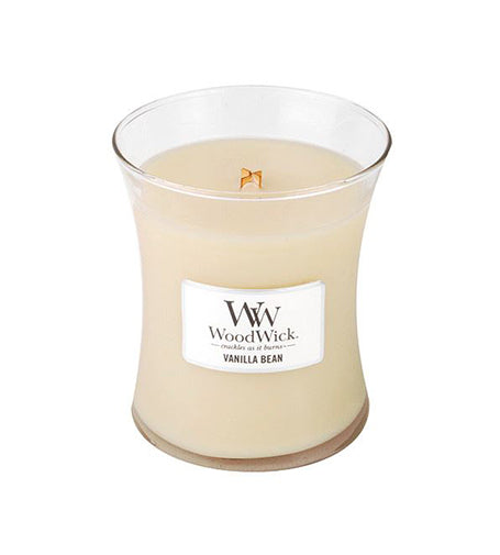 WoodWick Vanilla Bean scented candle with wooden wick 275 g