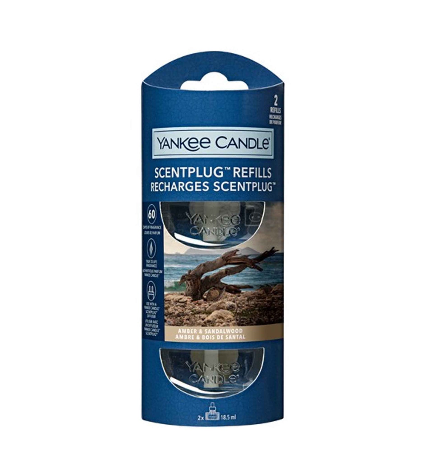 Recambios de tapón aromático de ámbar y sándalo de Yankee Candle (2 unidades de 18,5 ml)