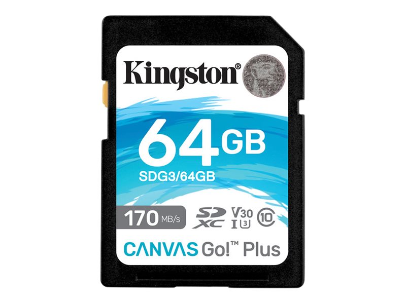 Kingston Canvas Go! Plus - Carte mémoire flash - 64 Go - Video Class V30 / UHS-I U3 / Class10 - SDXC UHS-I Super Promo PC