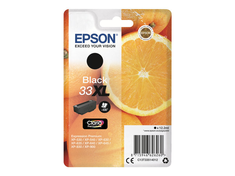Epson 33XL - 12.2 ml - XL - noir - original - blister - cartouche d'encre - pour Expression Home XP-635, 830, Expression Premium XP-530, 540, 630, 635, 640, 645, 830, 900 Super Promo PC