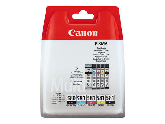 Canon PGI-580 PGBK/CLI-581 CMYBK Multipack - Pack de 5 - noir, jaune, cyan, magenta BellaDiscount