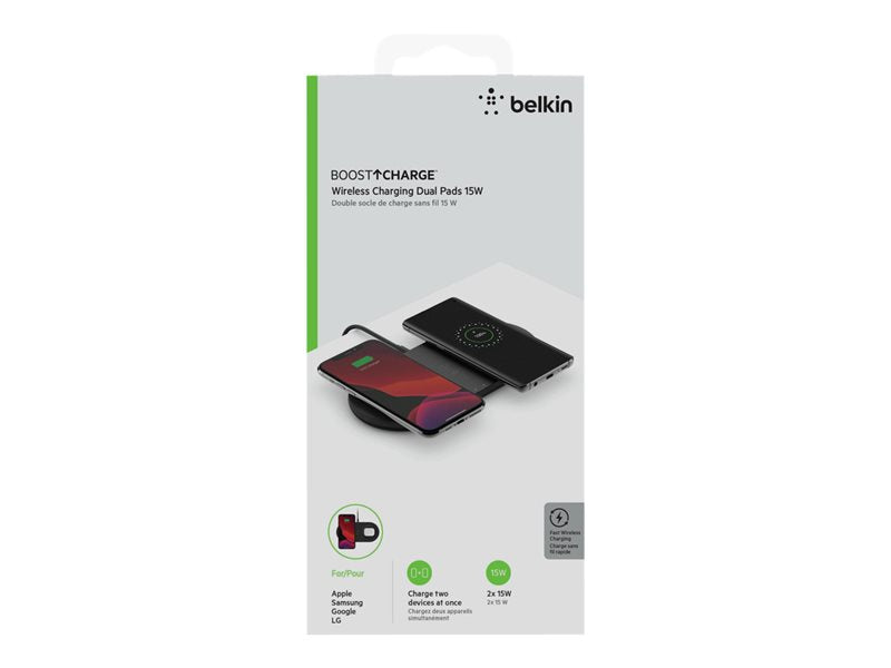 Belkin Double Chargeur induction Dual PAD 15W noir Super Promo PC