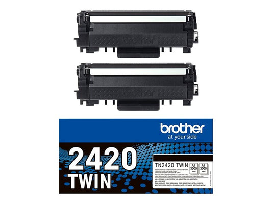 Brother TN2420 TWIN - Pack de 2 - à rendement élevé - noir - original - cartouche de toner - pour Brother DCP-L2510, L2530, L2537, L2550, HL-L2350, L2370, L2375, MFC-L2713, L2730, L2750 Super Promo PC